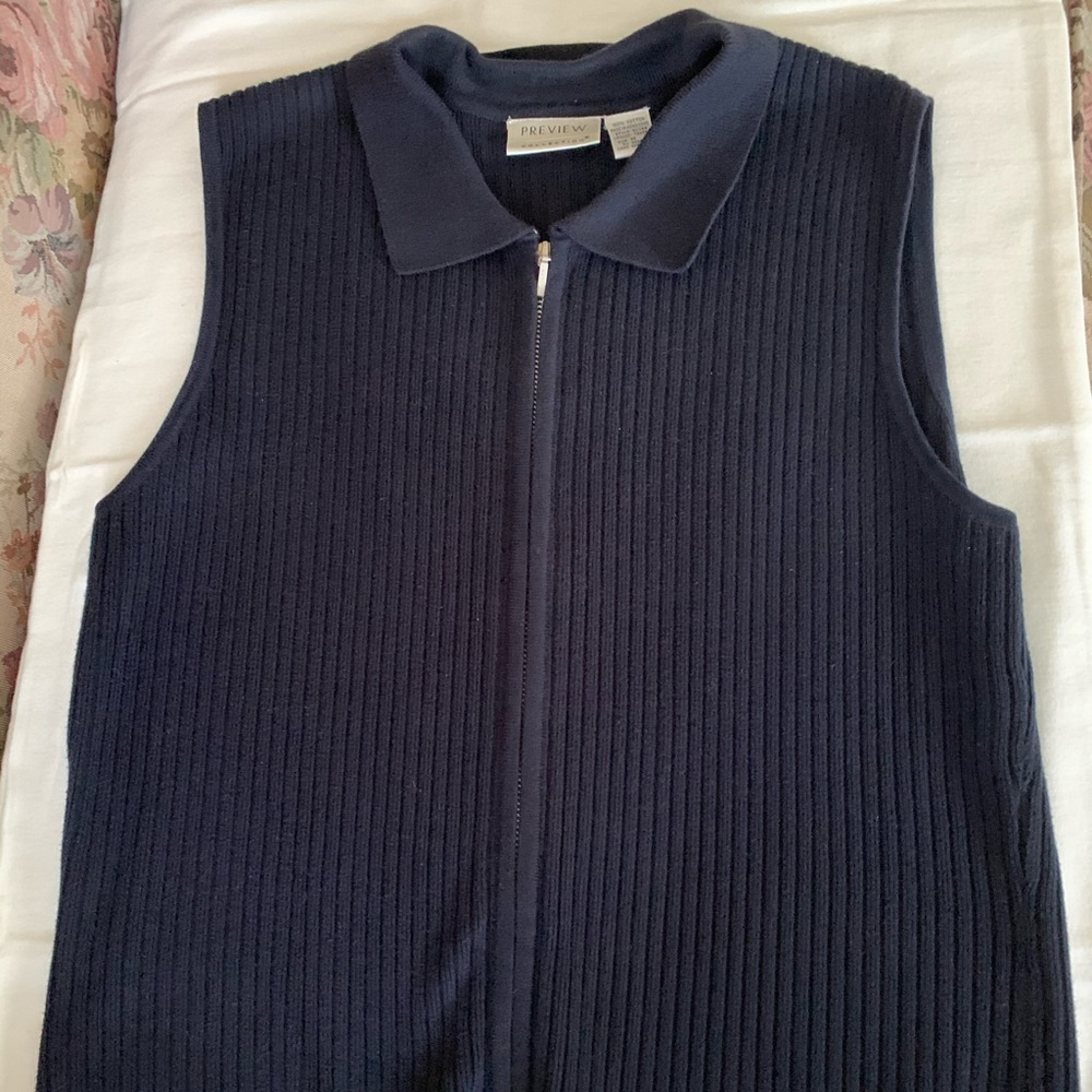 Zippered sweater vest lightweight blue